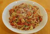 Fettucine with Pancetta, Tomatoes & Peas